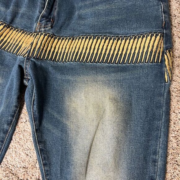 Jeans Wear Men’s Vintage Embroidered Grunge Distressed Stretch Jeans Size 40 - Picture 6 of 12